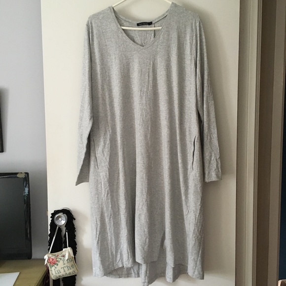 TWO DANES Stretch Bamboo + Cotton Pullover Lagenlook Midi Dress L - Picture 1 of 5
